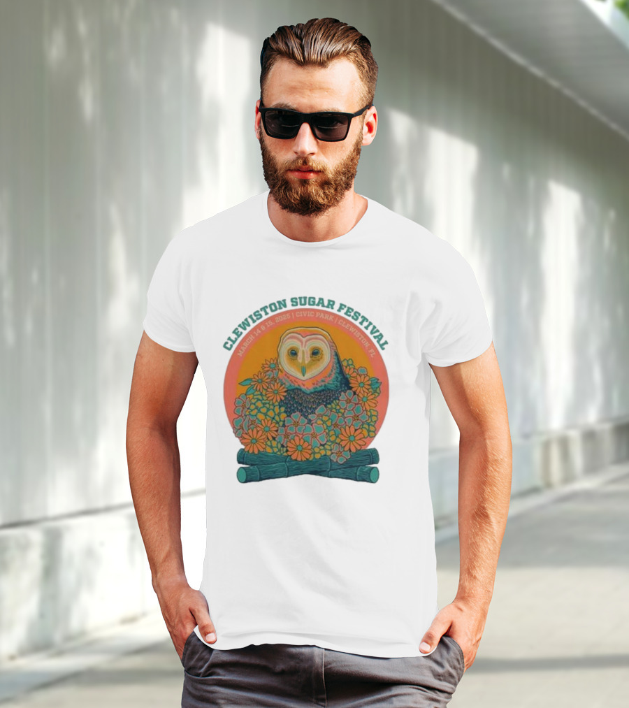 Clewiston Sugar Festival March 14-15 2025 Civic Park Clewiston FL Owl And Flowers T-Shirt