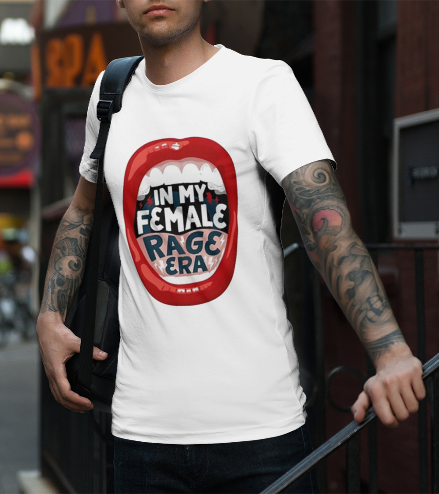 The Reswiftance In My Female Rage Era Red Lips Bold Typography T-Shirt