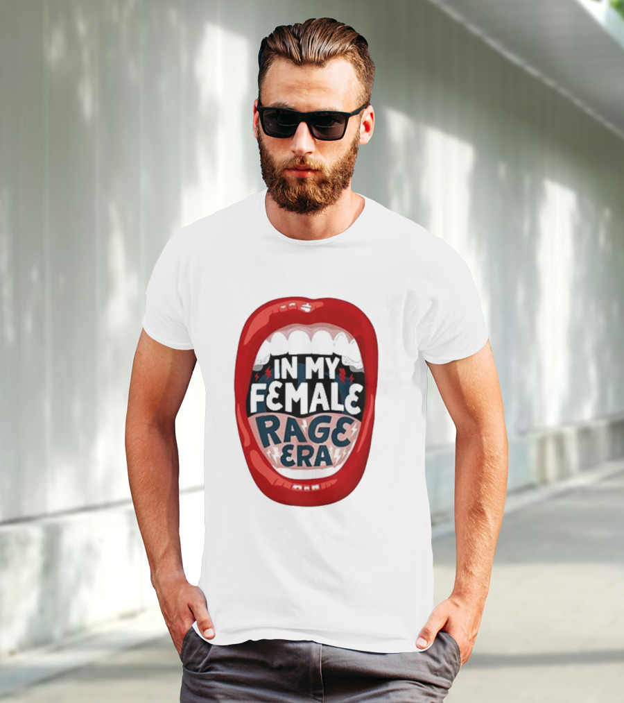 The Reswiftance In My Female Rage Era Red Lips Bold Typography T-Shirt