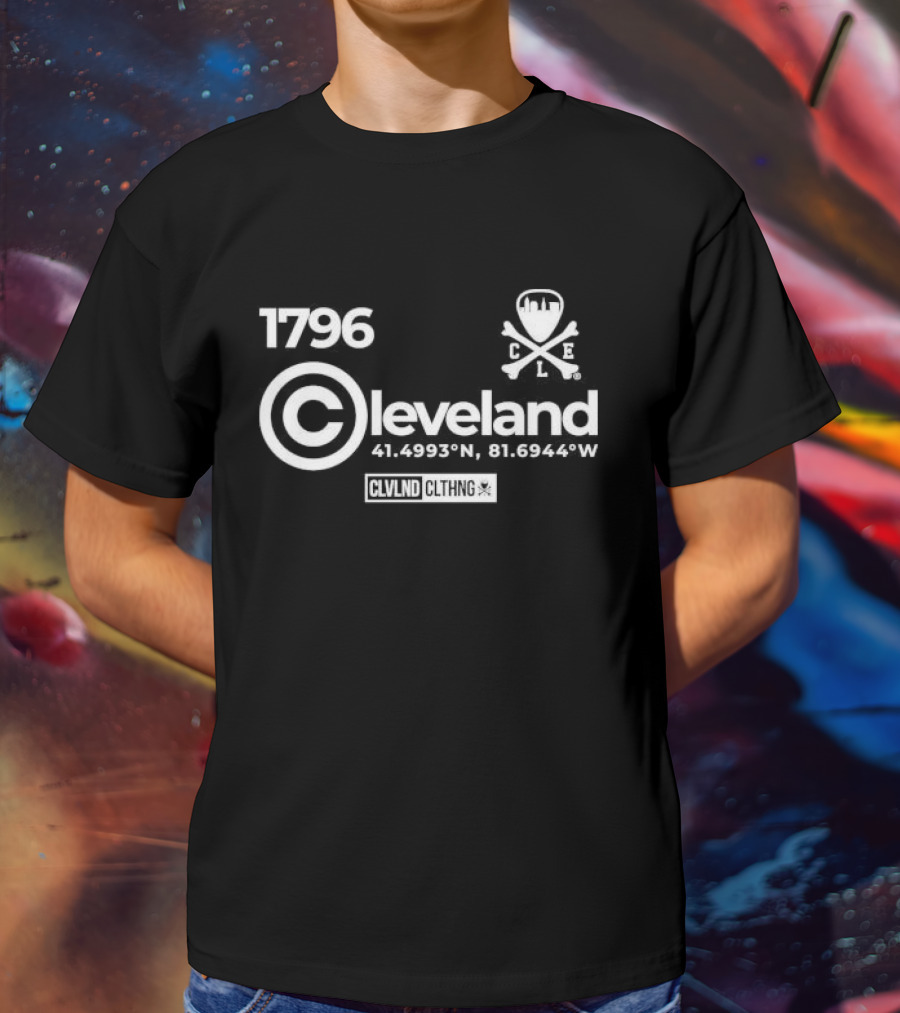 1796 Copyright Cleveland CLVNLD CLTHNG Coordinates 41.4993°N 81.6944°W CLE T-Shirt