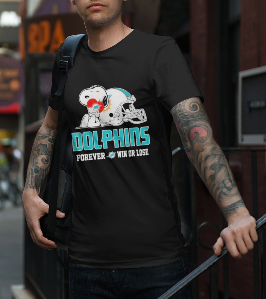 Dolphins Forever Win Or Lose Snoopy Miami Helmet T-Shirt