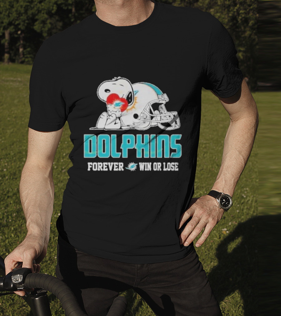 Dolphins Forever Win Or Lose Snoopy Miami Helmet T-Shirt