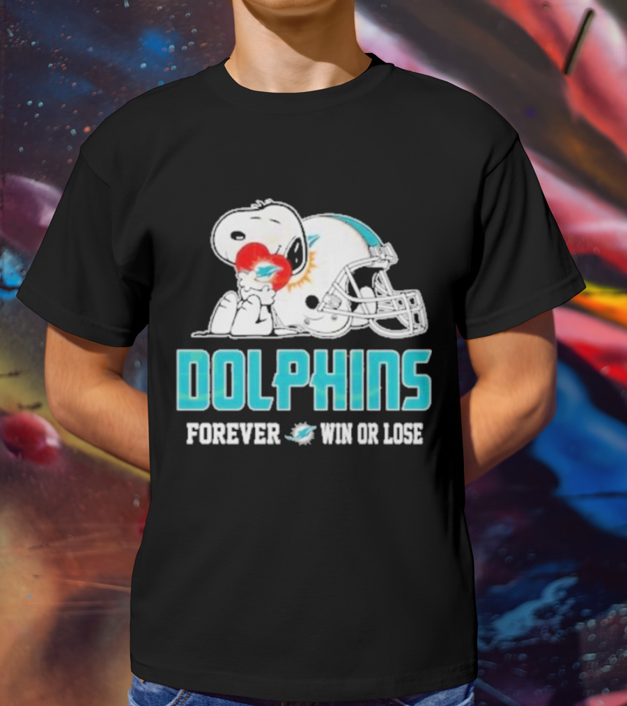 Dolphins Forever Win Or Lose Snoopy Miami Helmet T-Shirt