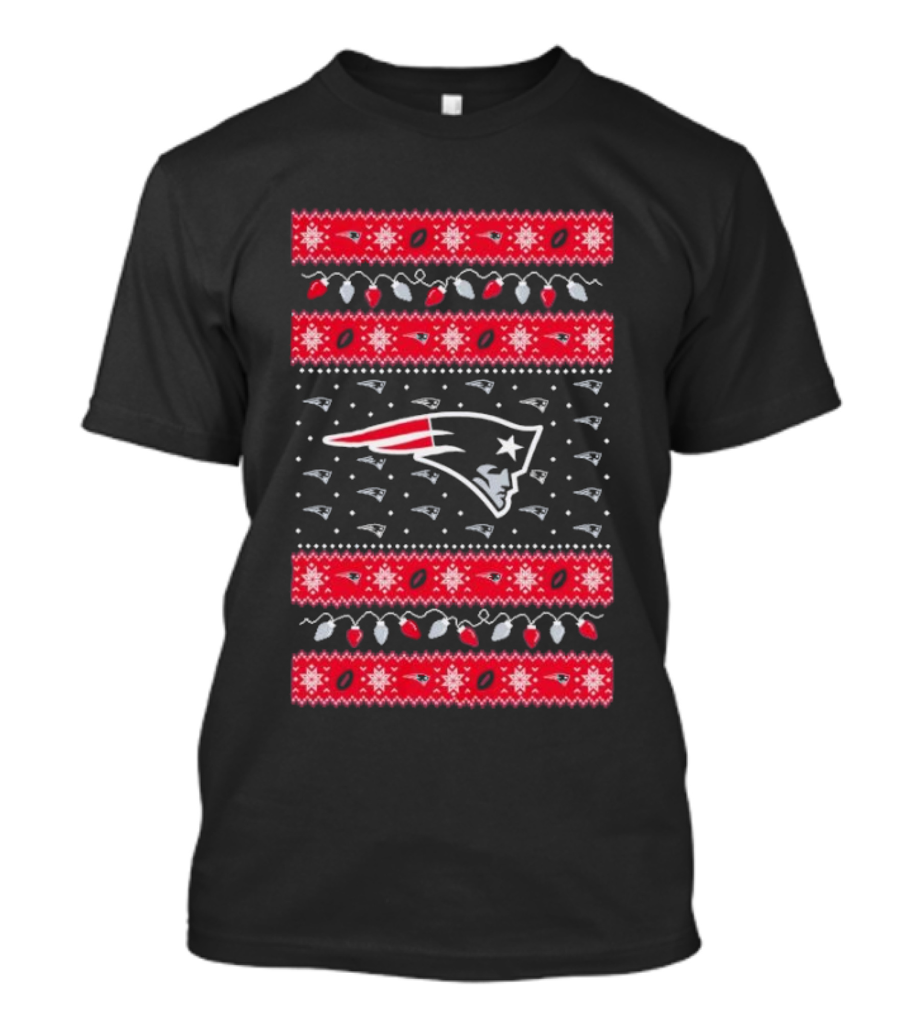 New England Patriots Christmas Holiday Lights T-Shirt