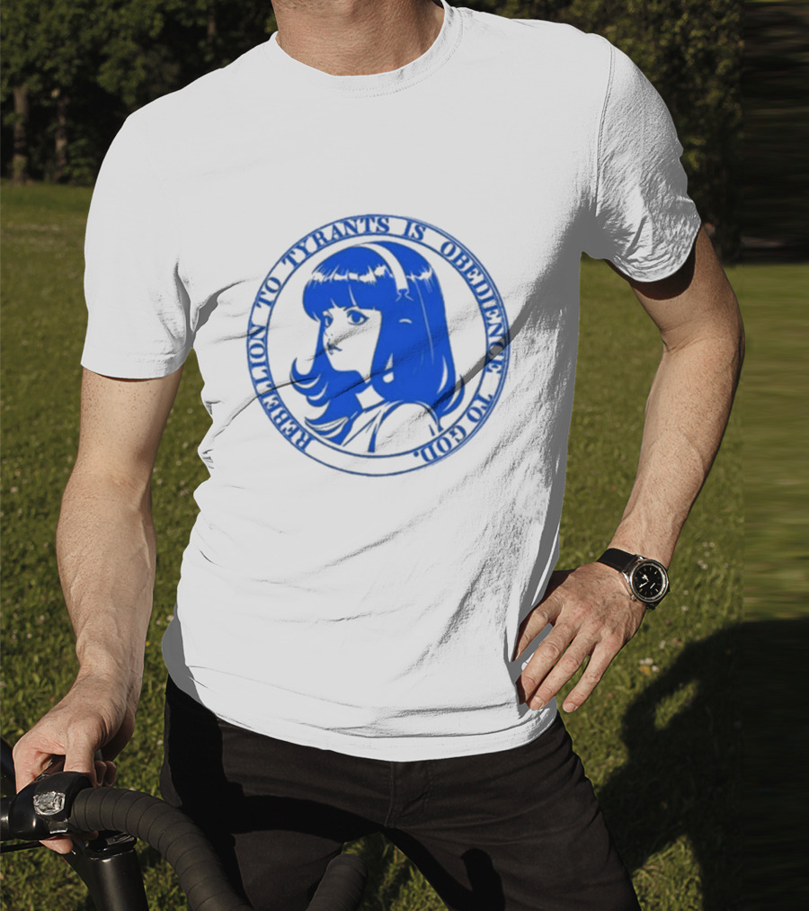 Rebellion To Tyrants Is Obedience To God Blue Anime T-Shirt
