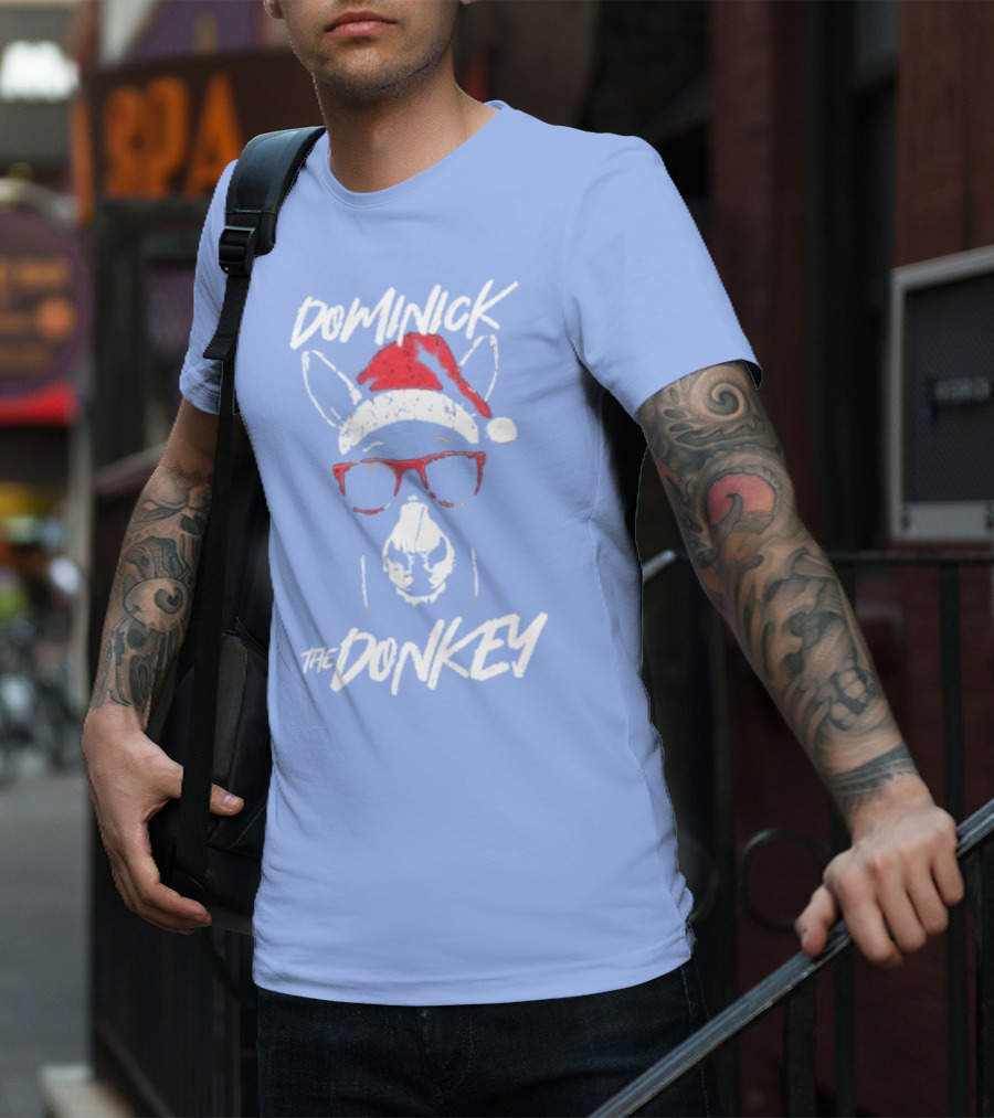 Dominick The Donkey Santa Hat Christmas Holiday T-Shirt