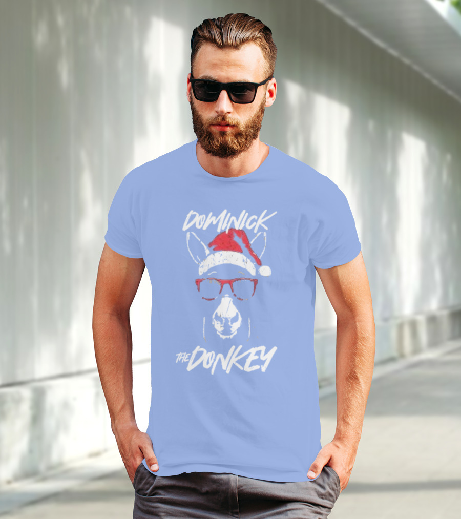 Dominick The Donkey Santa Hat Christmas Holiday T-Shirt