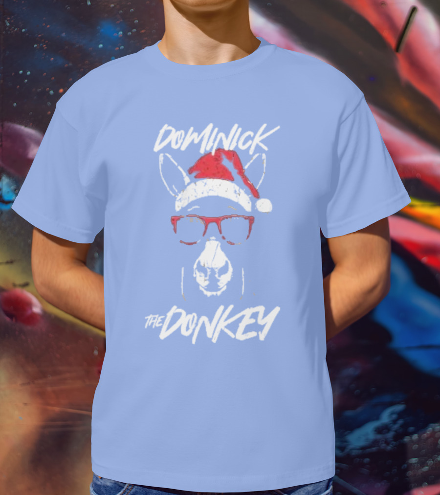 Dominick The Donkey Santa Hat Christmas Holiday T-Shirt