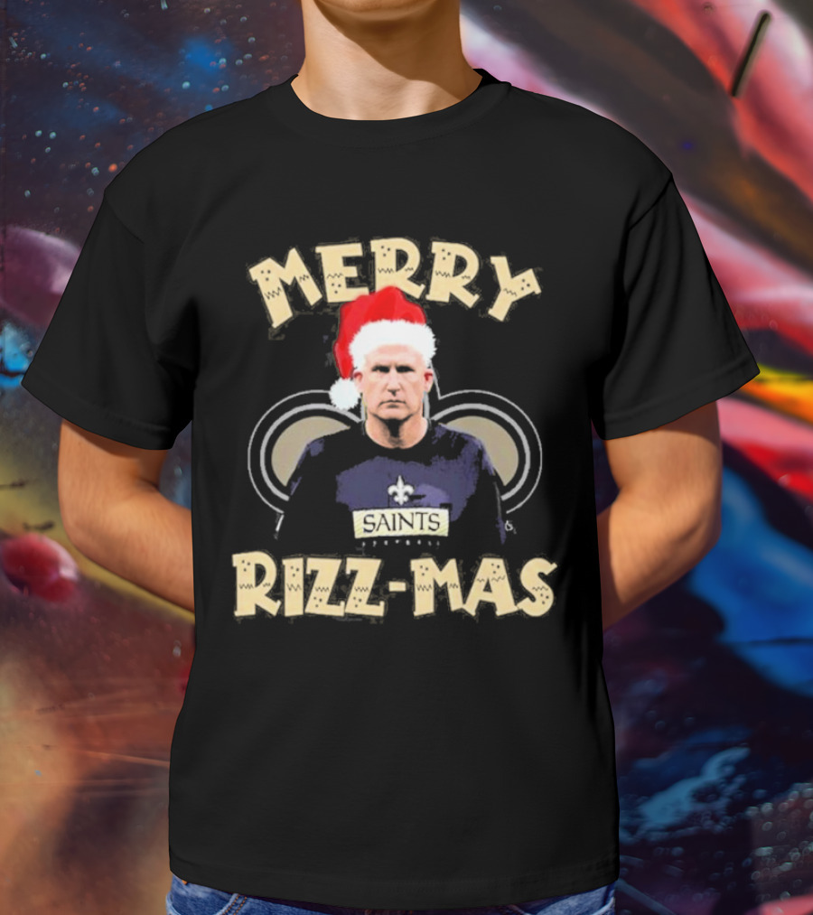 New Orleans Saints Merry Rizz-Mas Santa Hat Coach T-Shirt