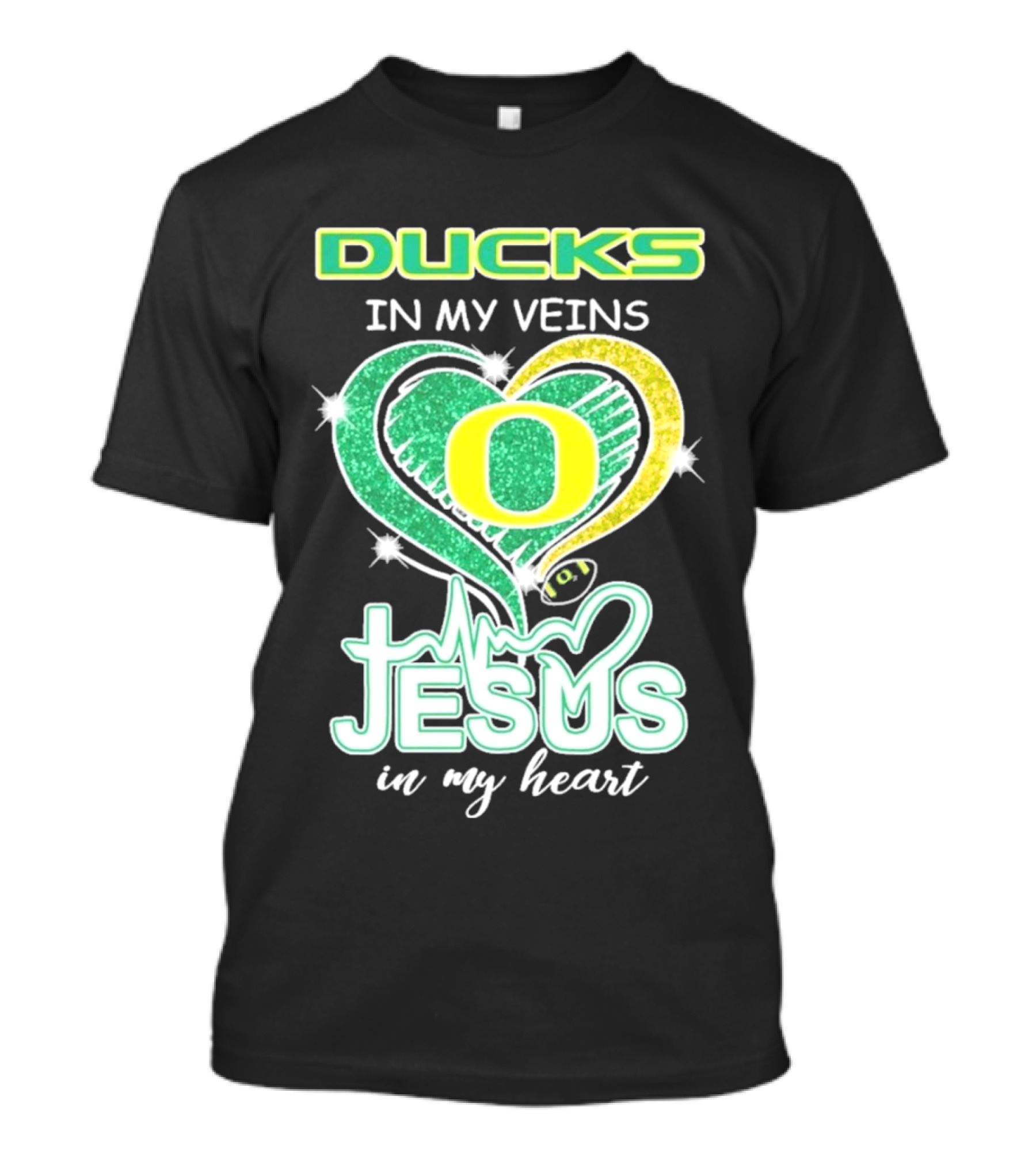Oregon Ducks In My Veins Jesus In My Heart T-Shirt