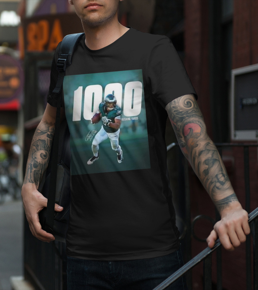 1000 Rushing Yards Football Player Signature T-Shirt