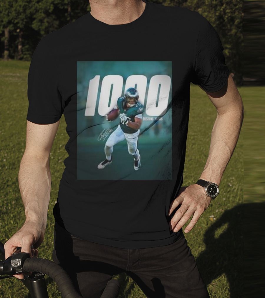1000 Rushing Yards Football Player Signature T-Shirt