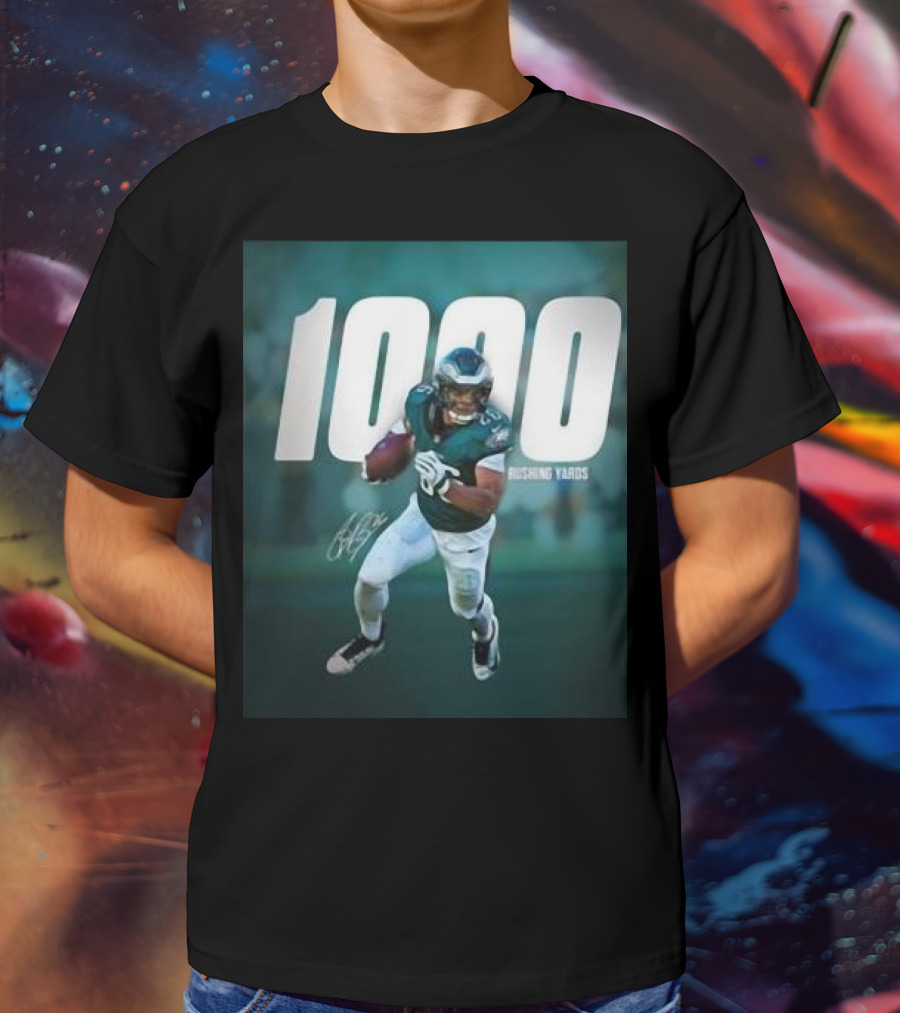 1000 Rushing Yards Football Player Signature T-Shirt