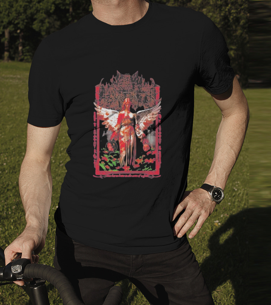 Warfare Angel Reap What This Life Has Sowed Gothic Winged Figure With Floral Accents T-Shirt