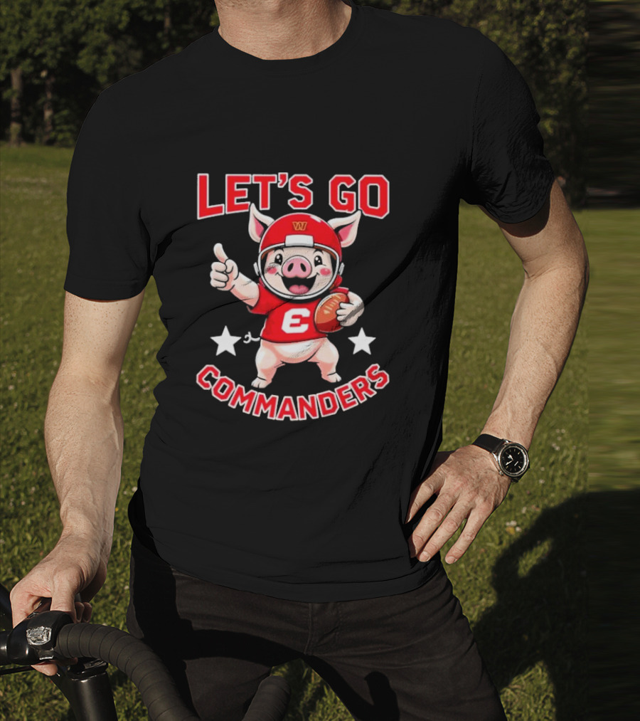 Let's Go Commanders Pig Mascot Thumbs Up Football T-Shirt