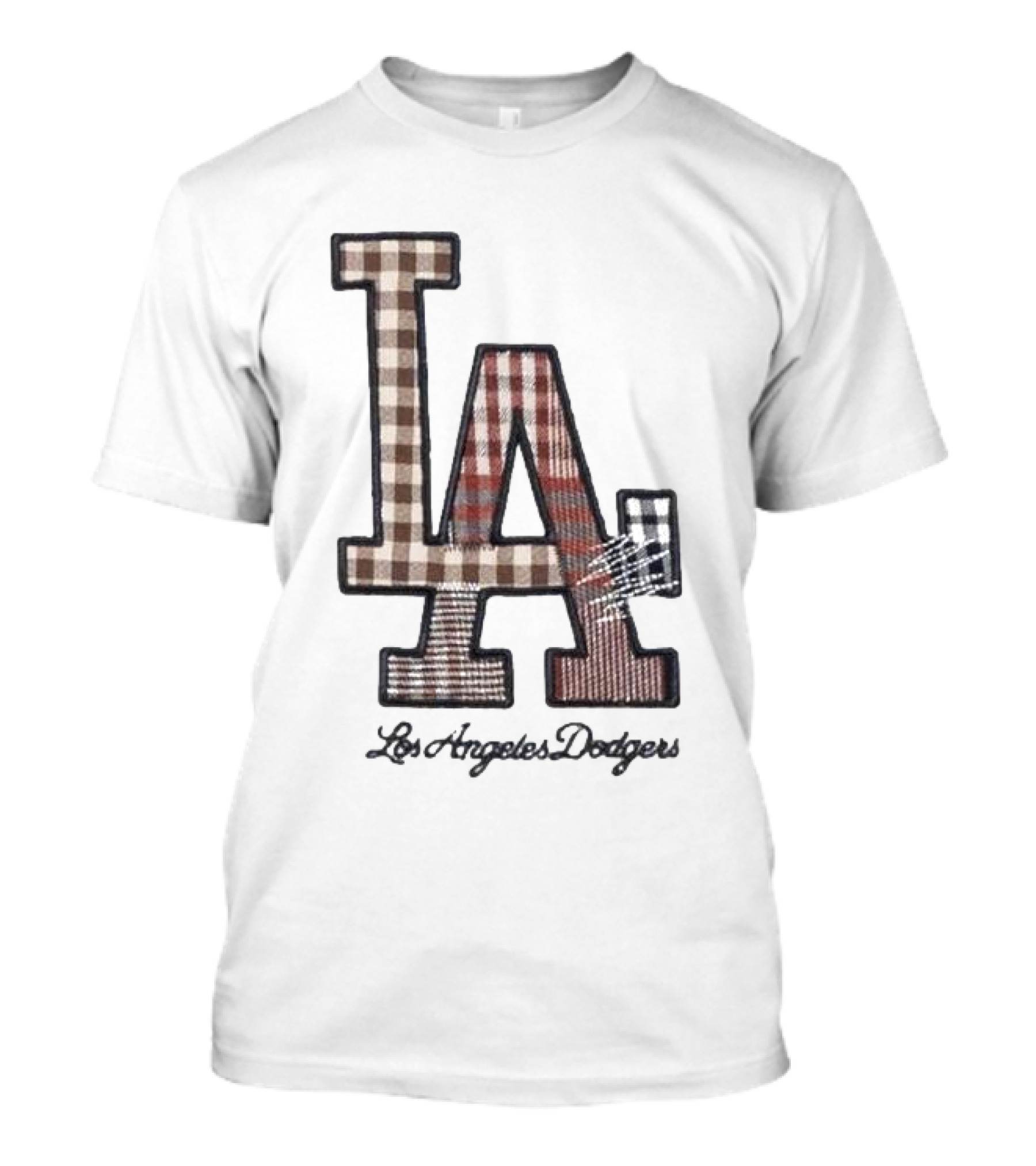 Los Angeles Dodgers Preppy Plaid LA T-Shirt