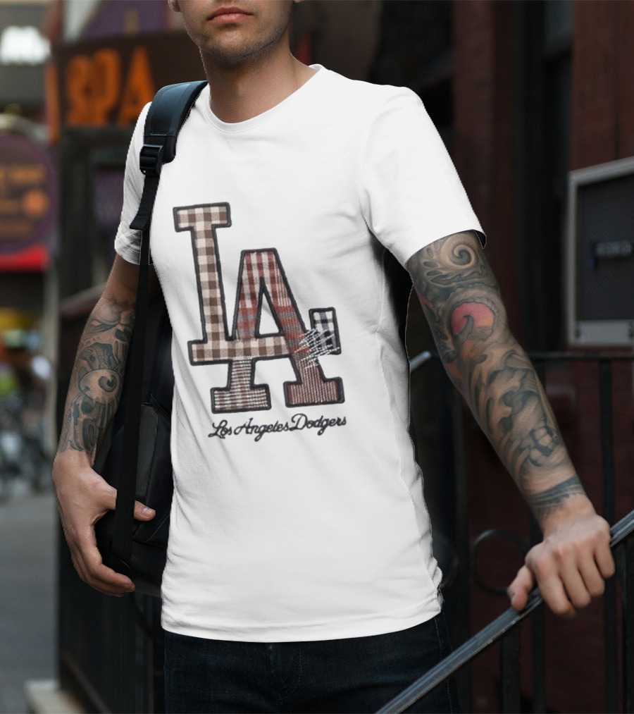 Los Angeles Dodgers Preppy Plaid LA T-Shirt