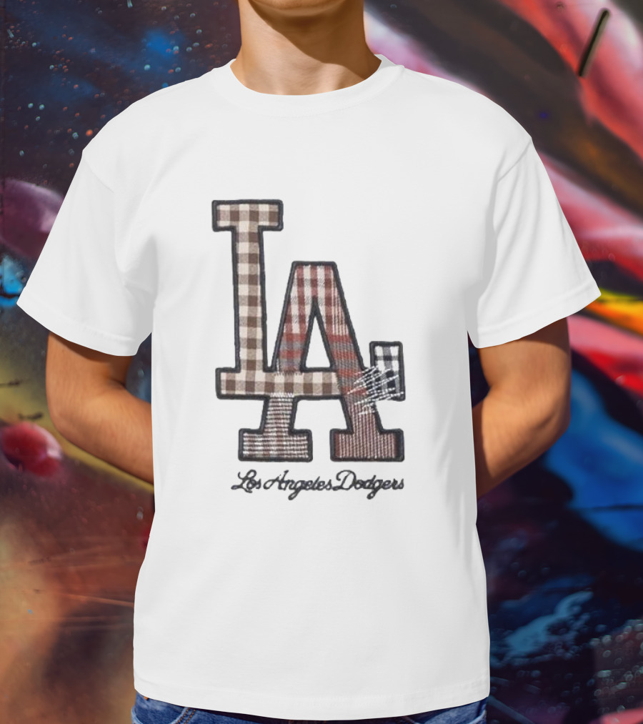 Los Angeles Dodgers Preppy Plaid LA T-Shirt