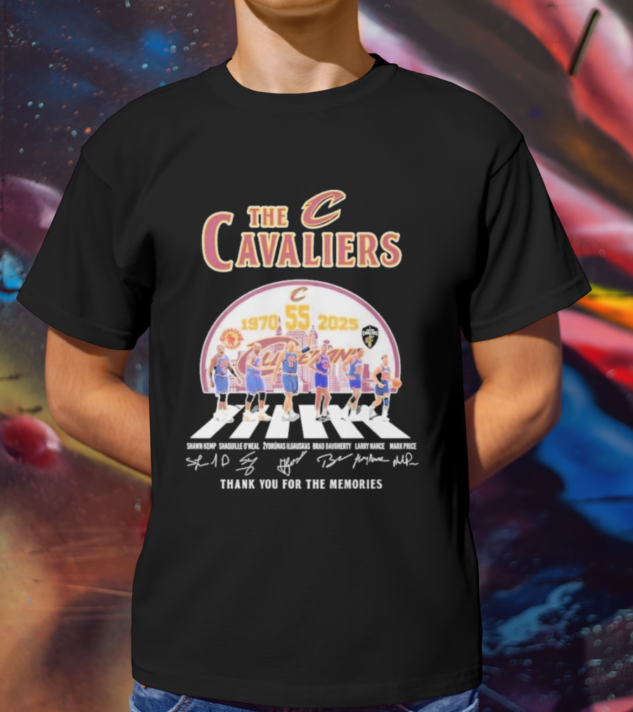 The Cavaliers 55 Years 1970-2025 Shawn Kemp Shaquille O'Neal Zydrunas Ilgauskas Brad Daugherty Larry Nance Mark Price Thank You For The Memories T-Shirt