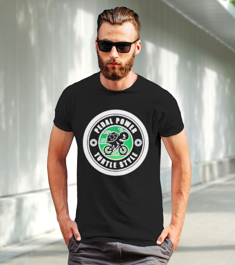 Pedal Power Turtle Style Bike Riding Speed Badge T-Shirt
