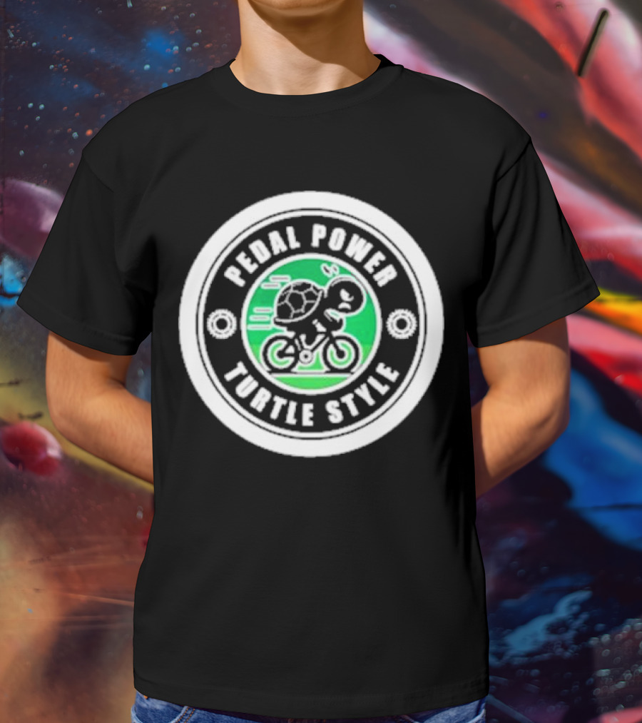 Pedal Power Turtle Style Bike Riding Speed Badge T-Shirt