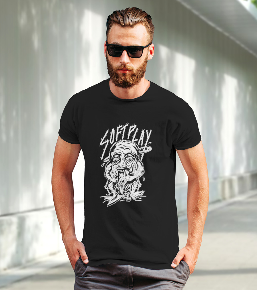 Soft Play Punk Monster Face Eating Muscly Figure T-Shirt