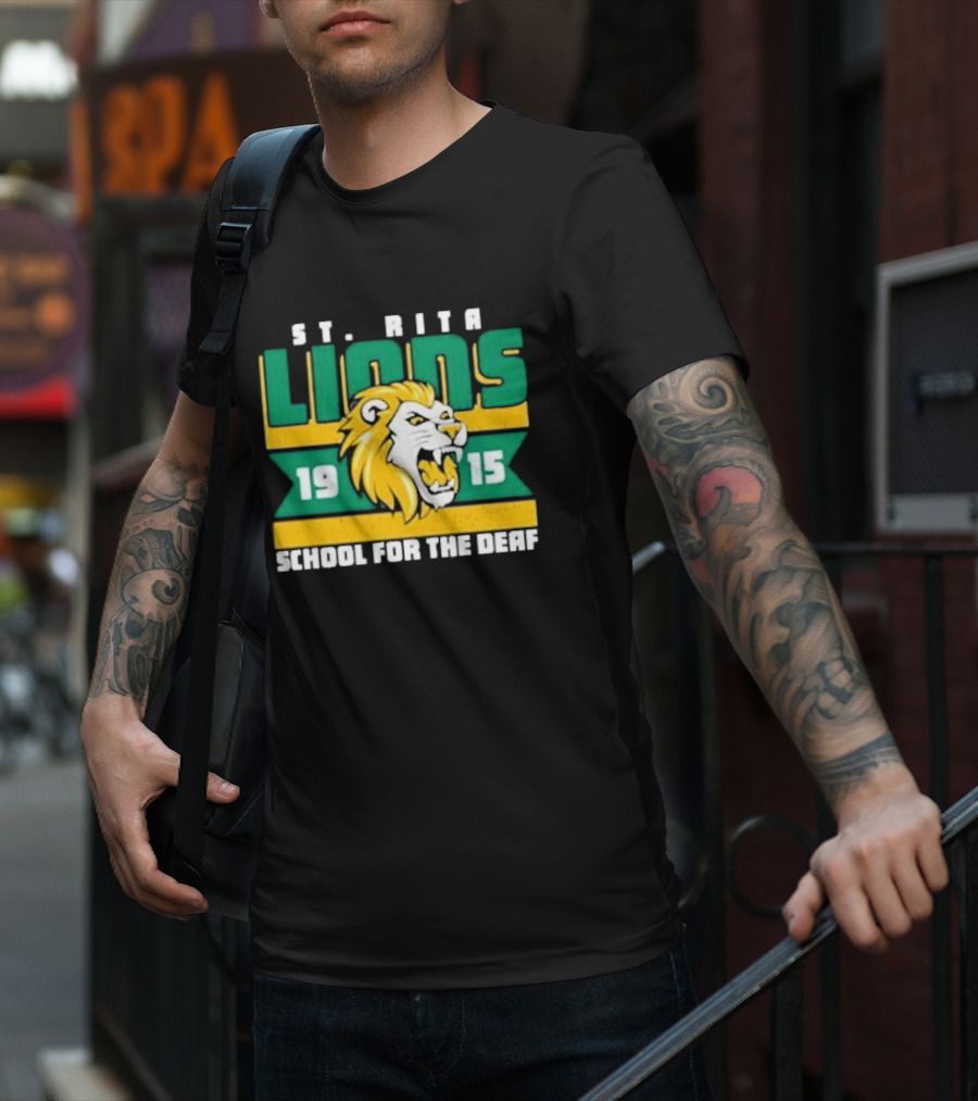 St. Rita Lions 1915 School For The Deaf Roaring Lion Emblem T-Shirt