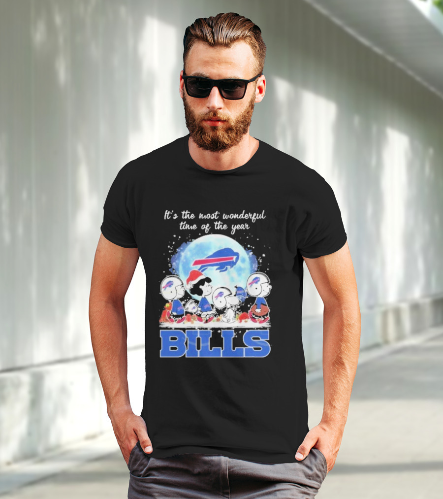 It's The Most Wonderful Time Of The Year Buffalo Bills Peanuts Football Holiday T-Shirt