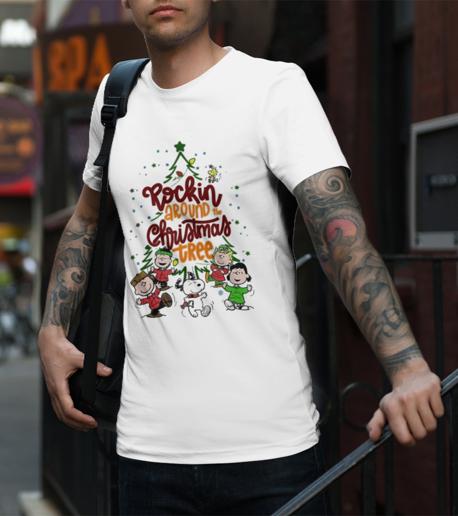 Snoopy Rockin Around The Christmas Tree Merry Christmas T-Shirt