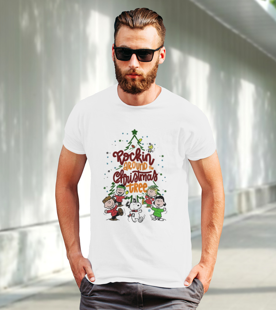 Snoopy Rockin Around The Christmas Tree Merry Christmas T-Shirt