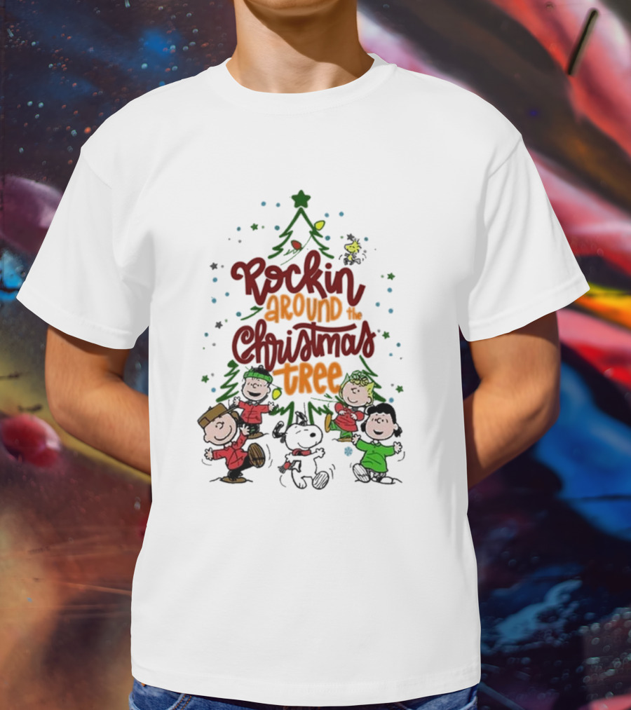 Snoopy Rockin Around The Christmas Tree Merry Christmas T-Shirt