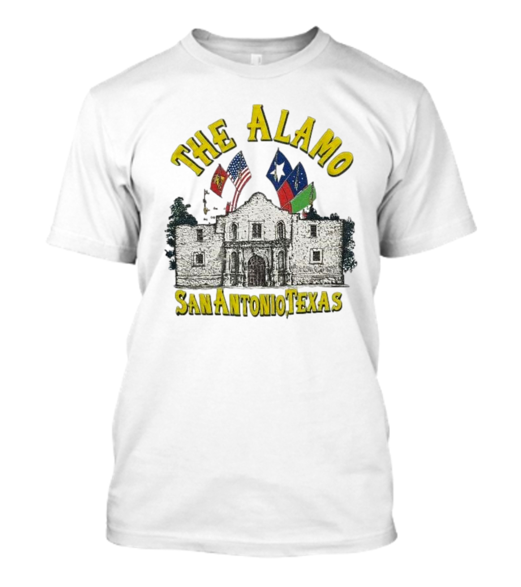 The Alamo San Antonio Texas Flags Historic Landmark Image T-Shirt
