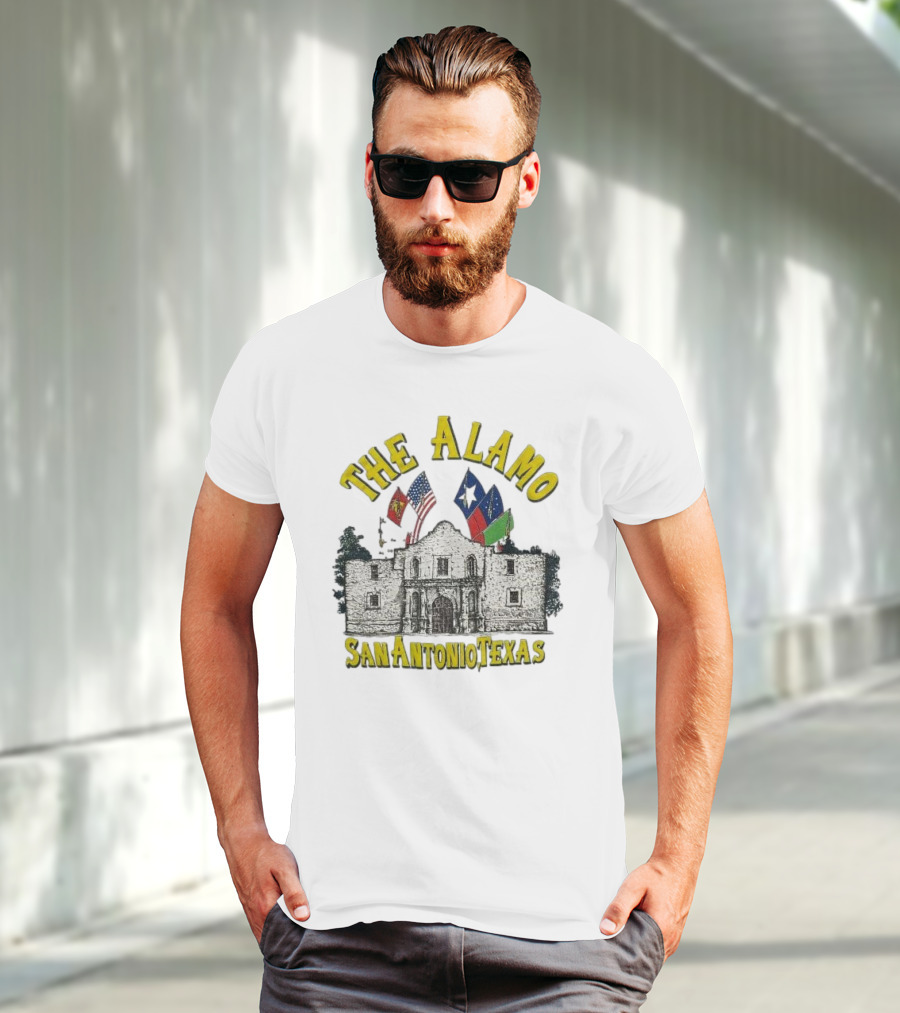 The Alamo San Antonio Texas Flags Historic Landmark Image T-Shirt