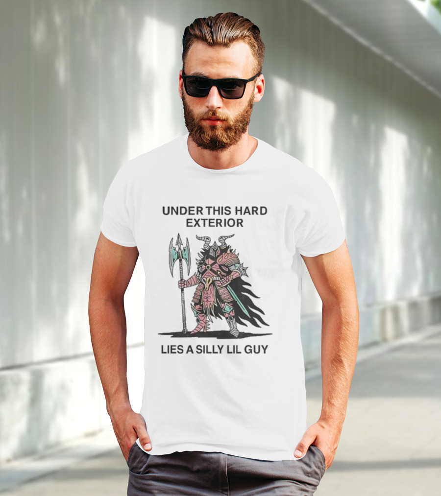 Under This Hard Exterior Lies A Silly Lil Guy Warrior With Axe And Horned Helmet T-Shirt
