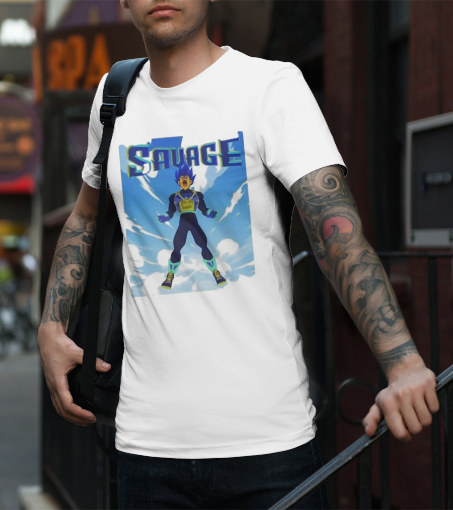 Vegeta Blue Saiyan Savage Super Warrior Transformation Scene T-Shirt