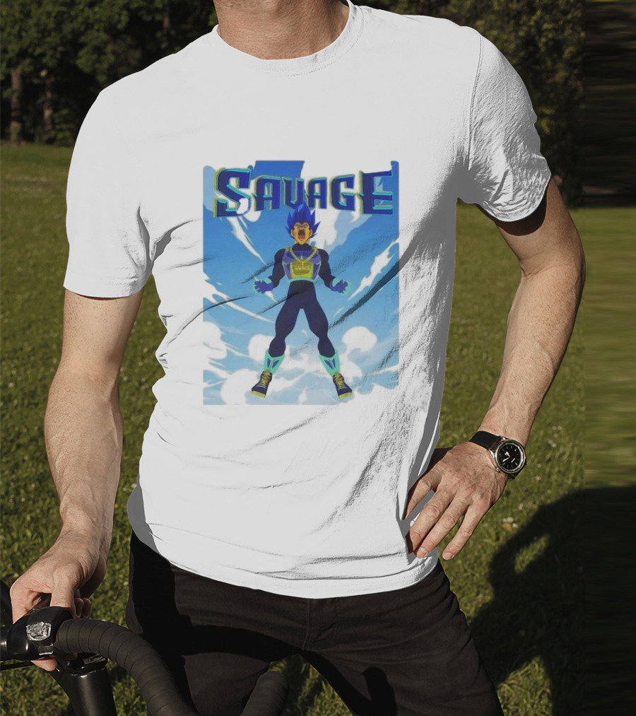 Vegeta Blue Saiyan Savage Super Warrior Transformation Scene T-Shirt