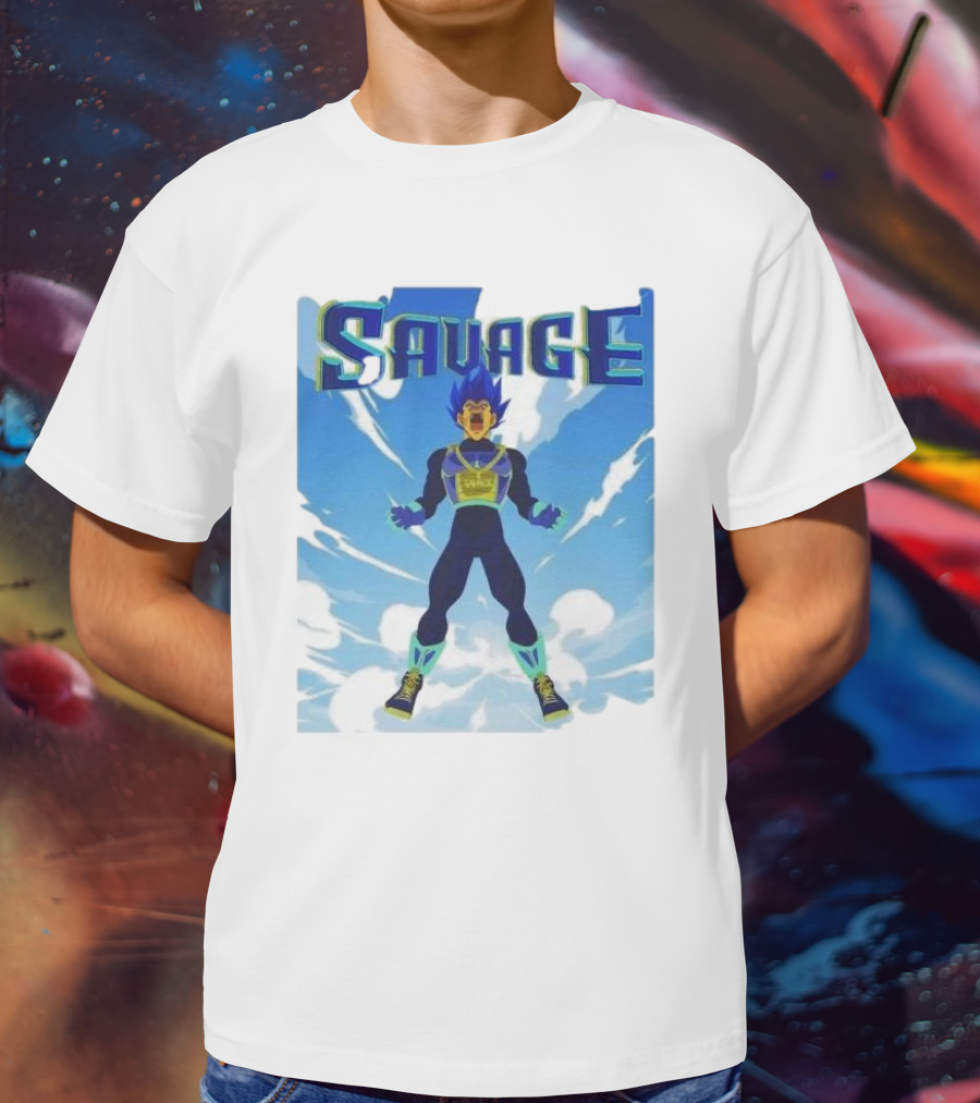 Vegeta Blue Saiyan Savage Super Warrior Transformation Scene T-Shirt