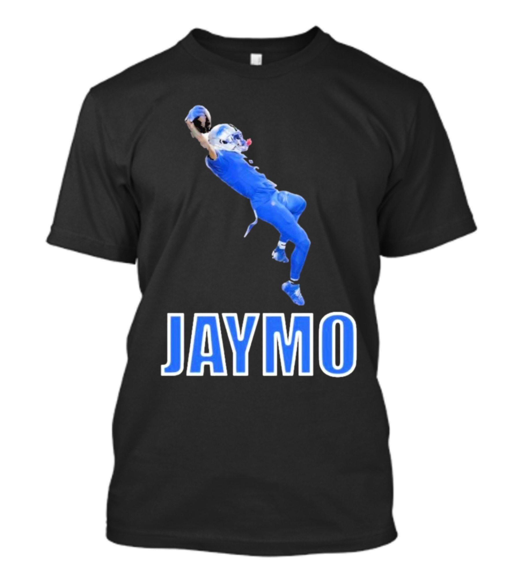 Jaymo Football Catch Jump Athlete Sports Blue Uniform T-Shirt