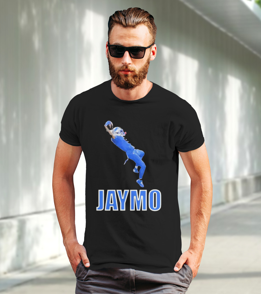 Jaymo Football Catch Jump Athlete Sports Blue Uniform T-Shirt