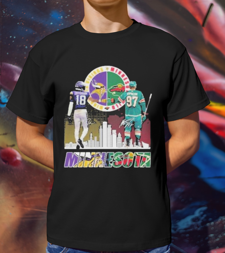 Minnesota Vikings Justin Jefferson Minnesota Wild Kirill Kaprizov Minnesota Proud T-Shirt