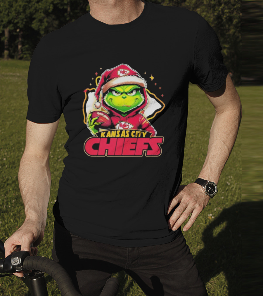 Kansas City Chiefs Grinch Santa Football T-Shirt