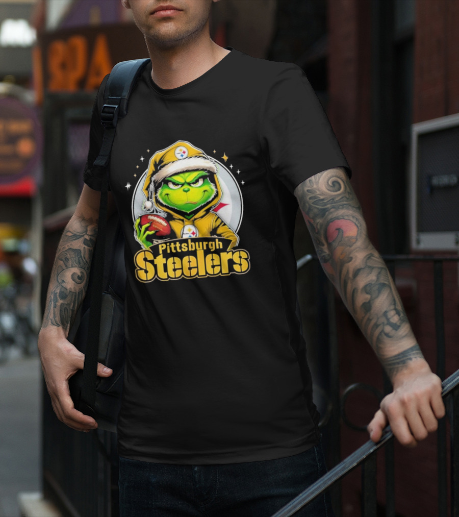 The Grinch Pittsburgh Steelers Christmas Football Crossover T-Shirt