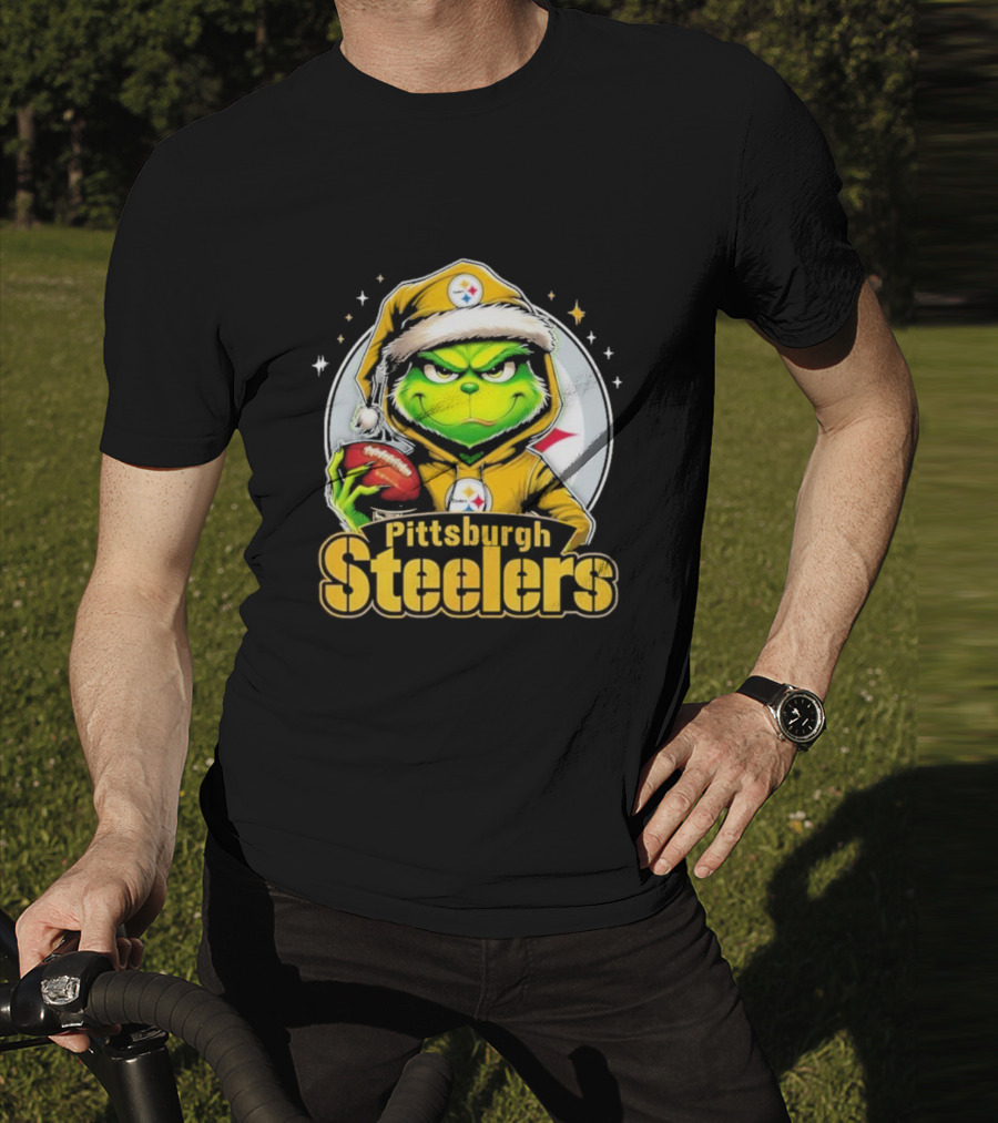 The Grinch Pittsburgh Steelers Christmas Football Crossover T-Shirt