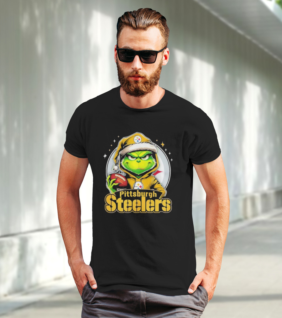 The Grinch Pittsburgh Steelers Christmas Football Crossover T-Shirt