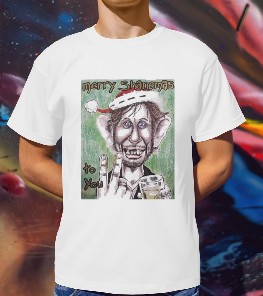 Merry Shanemas To You Shane MacGowan Christmas Card Drawing T-Shirt