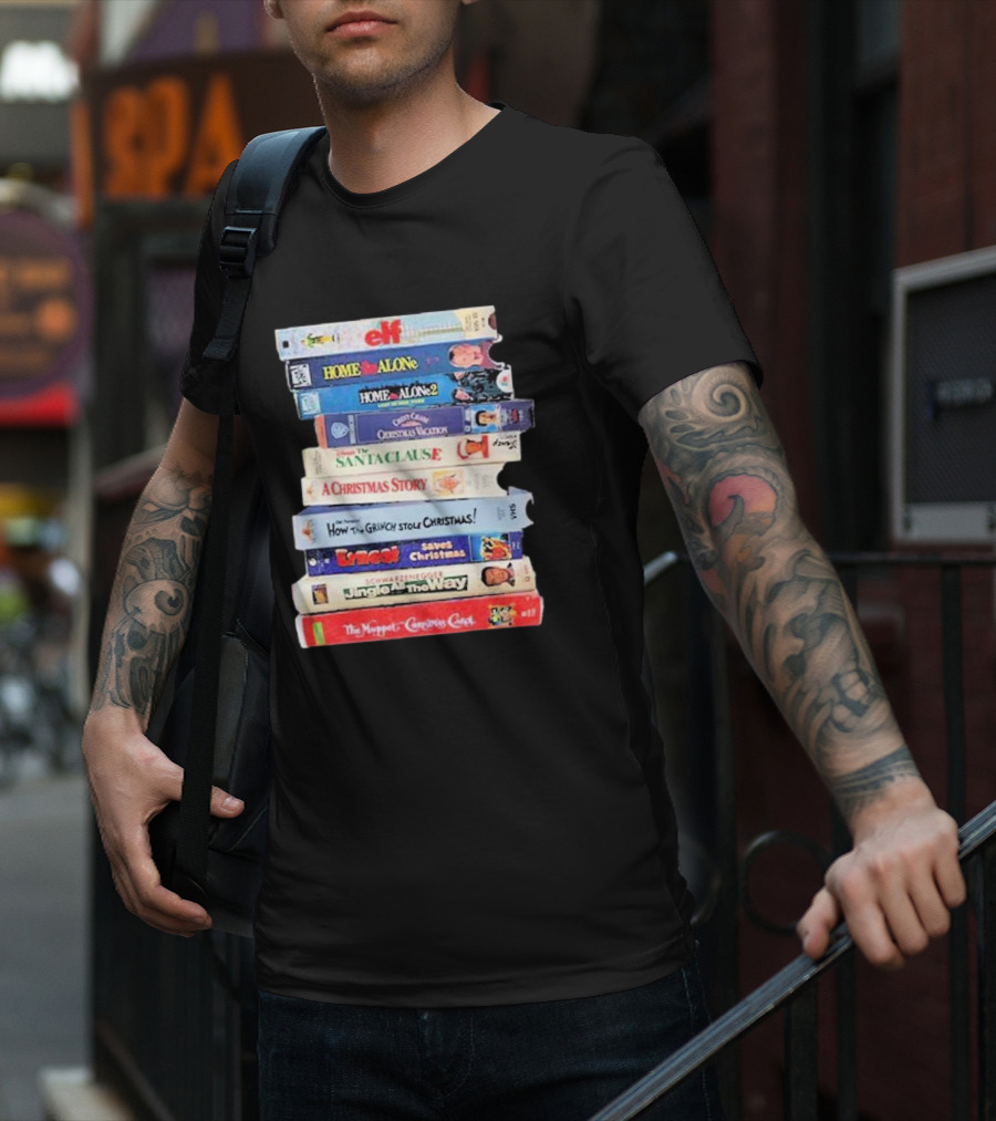 Elf Home Alone Christmas Vacation Santa Clause A Christmas Story Grinch Ernest Jingle All The Way Muppet Christmas Carol VHS Tapes T-Shirt