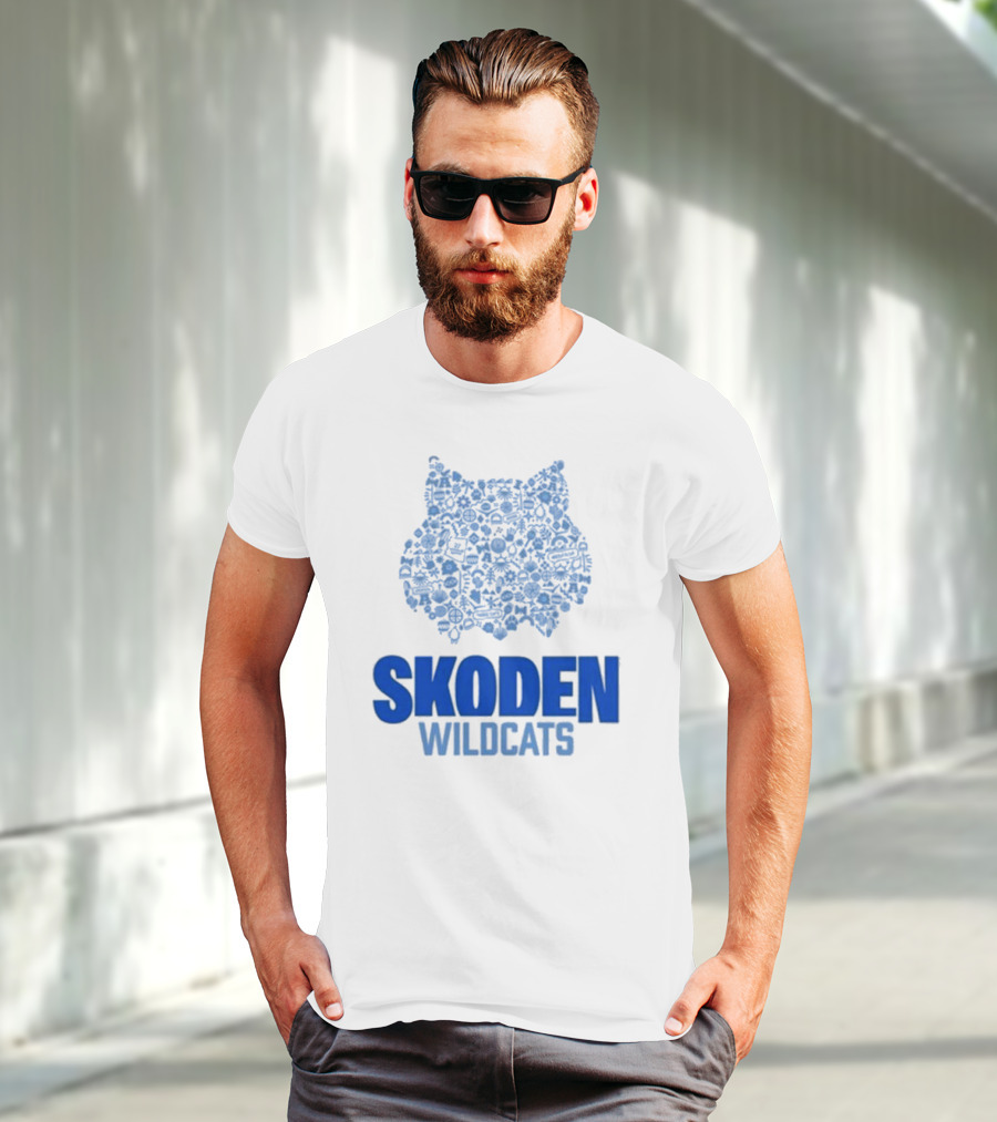 Skoden Wildcats Blue Emblem With Symbols T-Shirt