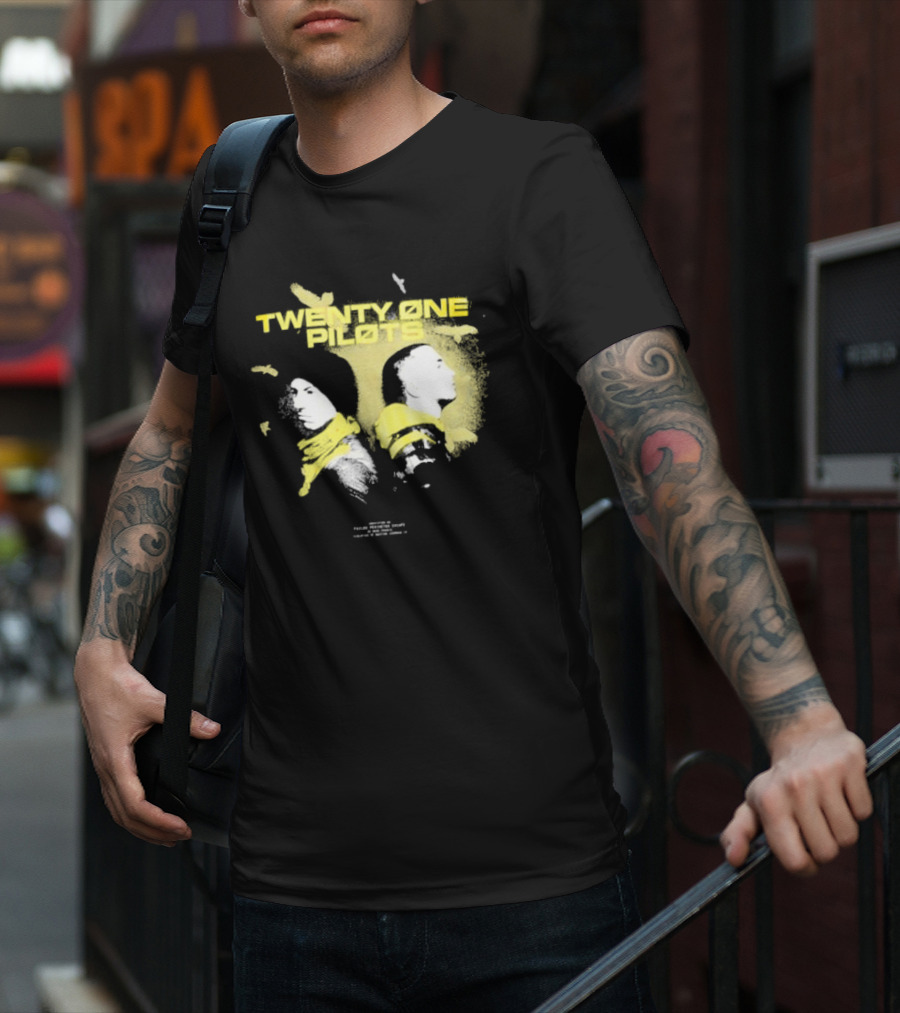 Twenty One Pilots Back 2 Back Eagle Silhouette Duo Yellow Accents T-Shirt