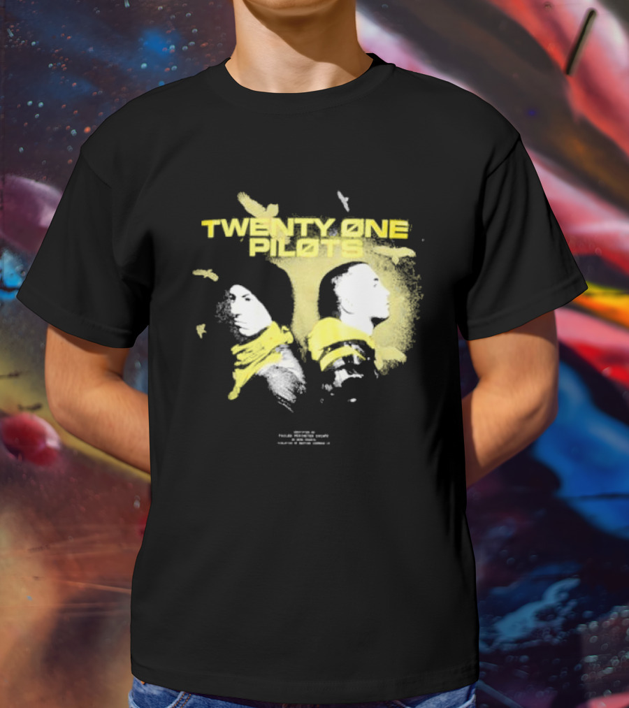 Twenty One Pilots Back 2 Back Eagle Silhouette Duo Yellow Accents T-Shirt
