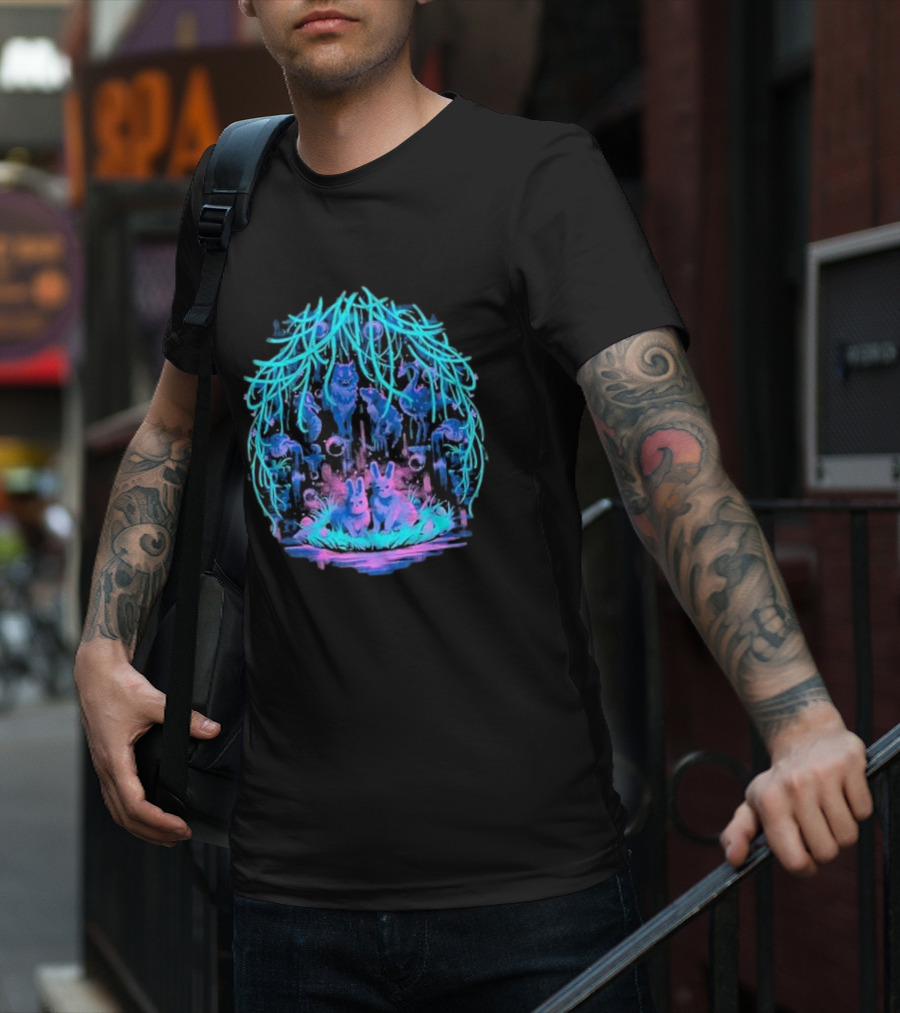 Animal Well Clandestine Creatures Glowing Forest Scene T-Shirt